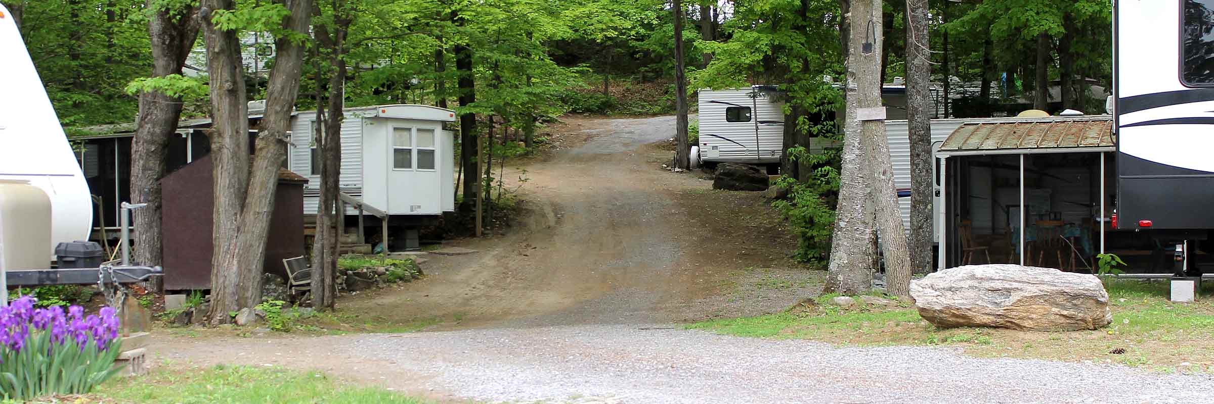View of several trailer sites at Pickerel Bay Lodge