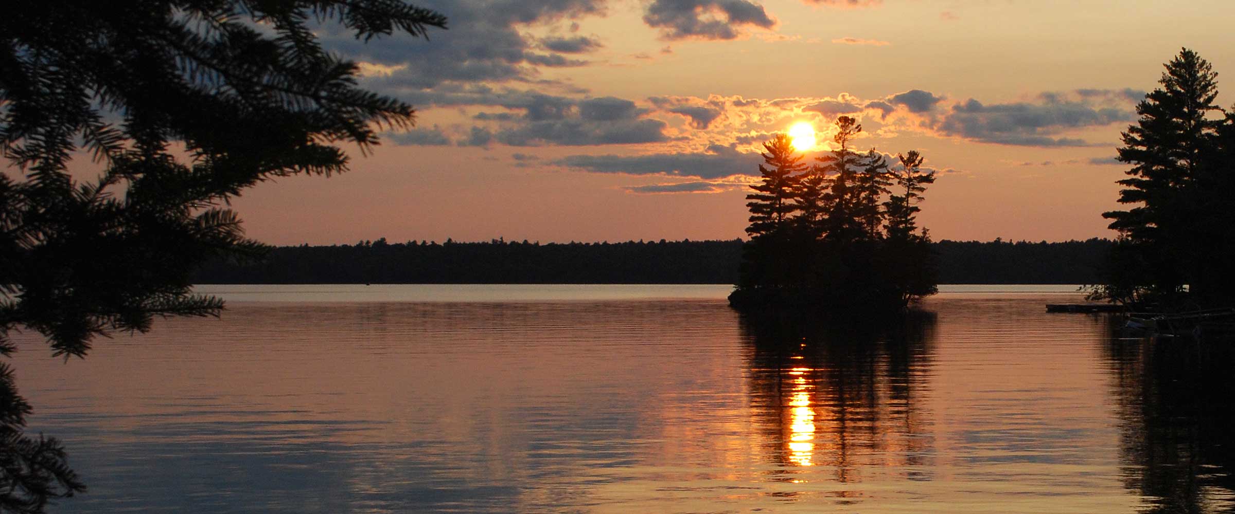 Sunset on the lake at Pickerel Bay Lodge